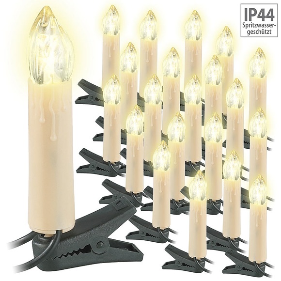 Lunartec LED-Weihnachtsbaum-Lichterkette, 20 LED-Kerzen IP44 (Outdoor)