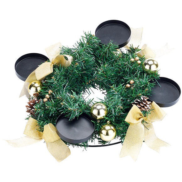 Britesta Adventskranz mit goldfarbenem Schmuck, Ø 30 cm