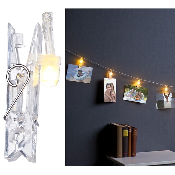 Lunartec LED-Foto-Clips-Lichterkette mit 20 Klammern, batteriebetrieben, 6 m