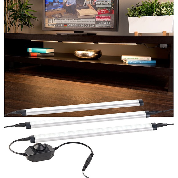 Luminea 3er-Komplett-Set dimmbare LED-Unterbauleuchte, 720 Lumen, 9 Watt