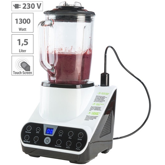 Rosenstein & Söhne Standmixer mit Vakuumier-Funktion & LED-Touch-Display, 1,5 l, 1.300 W