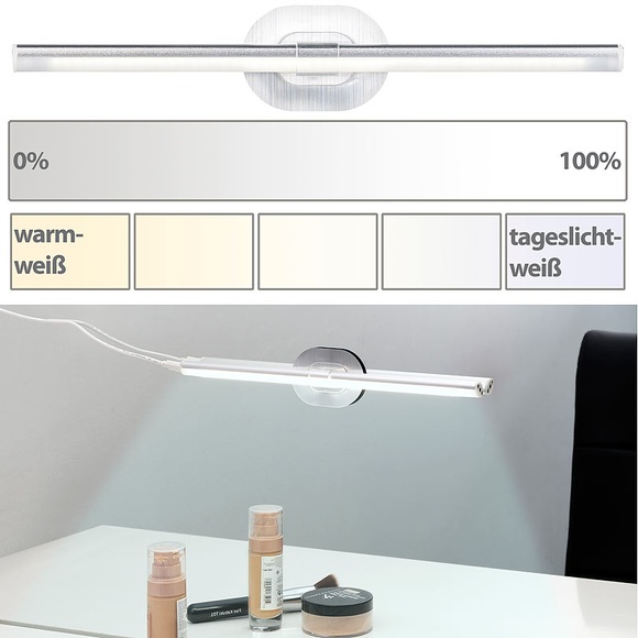 Sichler Beauty LED-Kosmetik-Spiegelleuchte, Klebepad, Helligkeit & Lichtfarbe wählbar