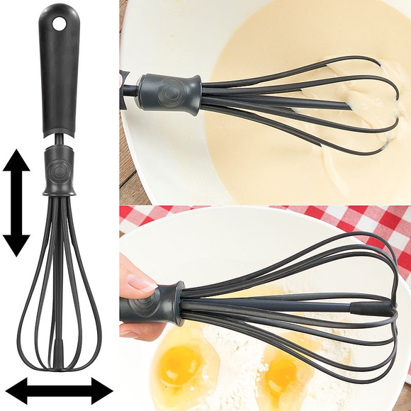 Rosenstein & Söhne Kunststoff-Schneebesen, verstellbare Breite für flache & tiefe Gefässe