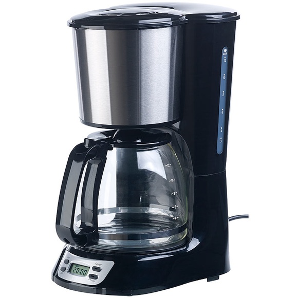 Rosenstein & Söhne Programmierbare Kaffeemaschine für bis zu 12 Tassen, Timer, 1.000 Watt