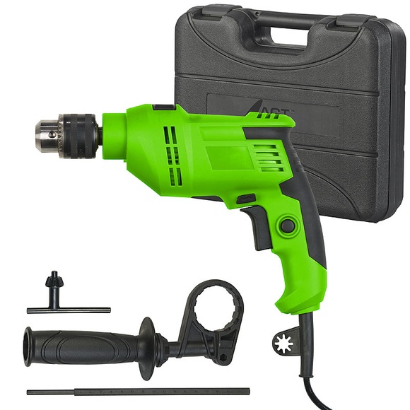 AGT Professional Schlagbohrmaschine mit 3-teiligem Zubehör in Transportkoffer, 550 Watt