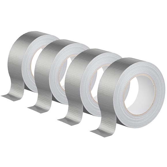 AGT 4er-Set Gewebe-Klebeband, reissfest, 48 mm breit, 0,17 mm dick, silber