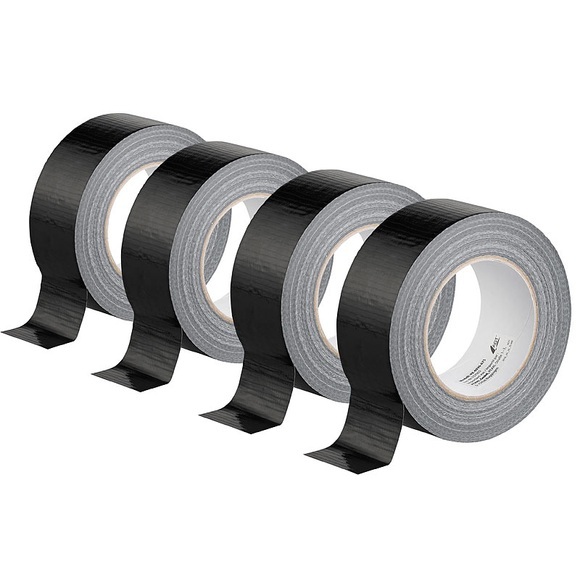 AGT 4er-Set Gewebe-Klebeband, reissfest, 48 mm breit, 0,17 mm dick, schwarz