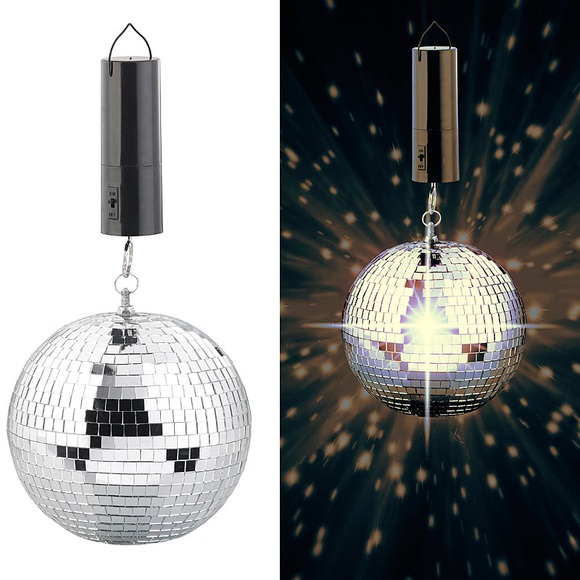 infactory Selbstdrehende Discokugel zum Aufhängen, Ø 20 cm, Batteriebetrieb