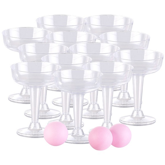 infactory Trinkspiel-Set Prosecco Pong mit 12 Sektgläsern (je 125 ml) & 3 Bällen