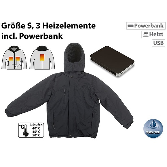 Pearl Beheizbare Outdoor-Jacke mit Powerbank (8.000 mAh), Grösse S