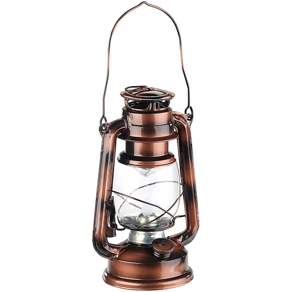 Lunartec LED-Sturmleuchte im Öllampen-Design, Flammen-Imitation, bronzefarben