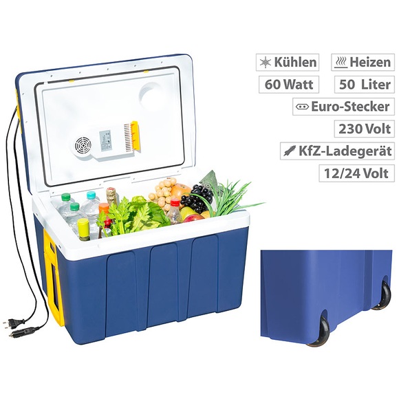 Xcase Thermoelektrische XXL-Trolley-Kühl- & Wärmebox, 12/24 & 230V, 50 Liter