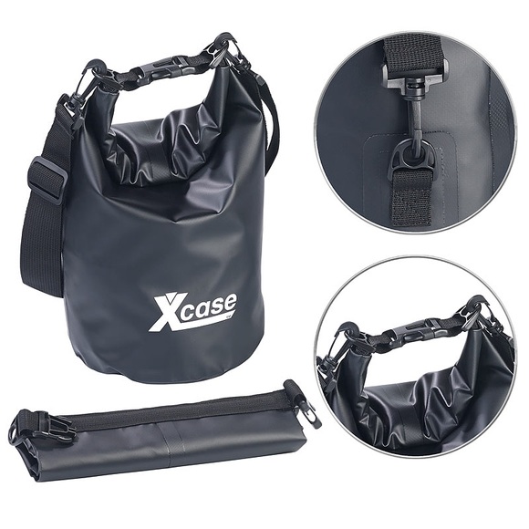 Xcase Wasserdichter Packsack, strapazierfähige Industrie-Plane, 5 l, schwarz
