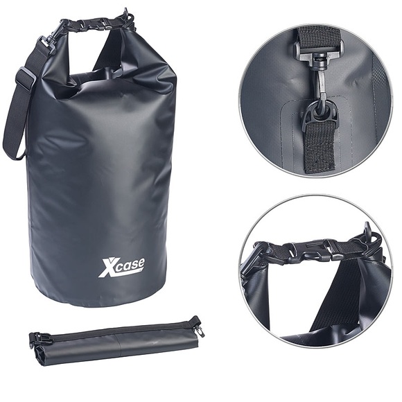 Xcase Wasserdichter Packsack, strapazierfähige Industrie-Plane, 20l, schwarz
