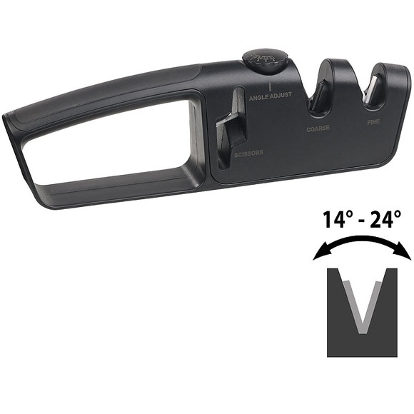 Rosenstein & Söhne Premium-Messer- & Scherenschärfer, 2-stufig, Schleifwinkel einstellbar