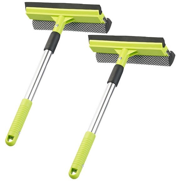 Pearl 2er-Set 2in1-Glas- & Fensterreiniger, Schwamm und Abzieher, ausziehbar