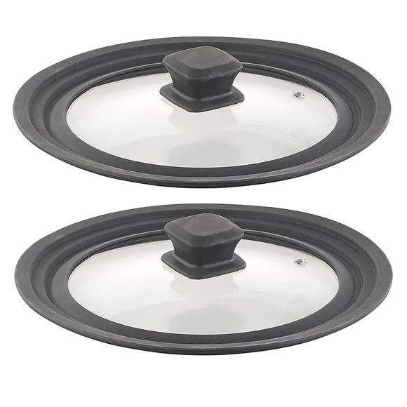 Rosenstein & Söhne 2er-Set Universal-Silikonrand-Glasdeckel für Ø 20 - 24 cm