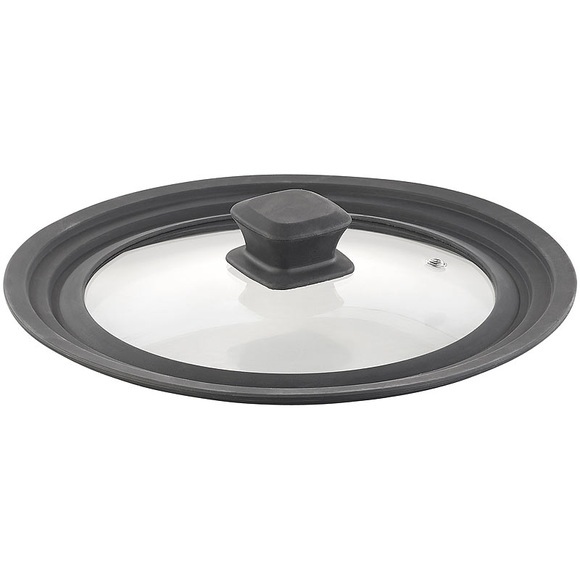 Rosenstein & Söhne Universal-Silikonrand-Glasdeckel für Töpfe & Pfannen mit Ø 20 - 24 cm