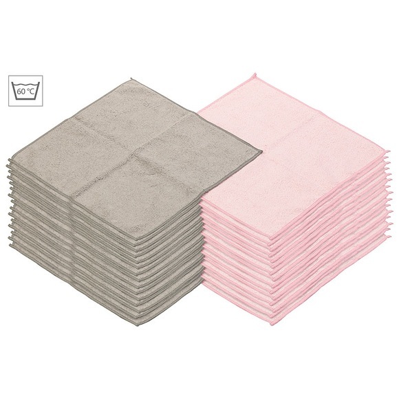Sichler Beauty Mikrofaser-Kosmetiktücher zur Gesichtspflege, 30 Stk,rosa,grau,30x30cm