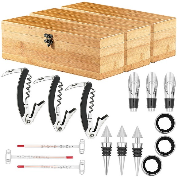 Carlo Milano 3x 5-teiliges Sommelier-Set in edler Geschenkbox für 1 Weinflasche