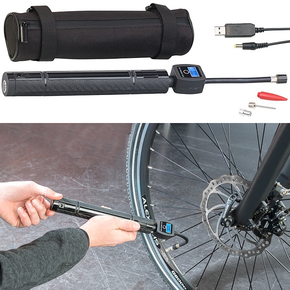 AGT Professional Kompakte Akku-Kompressor-Luftpumpe mit LCD-Display & LED, bis 101 psi