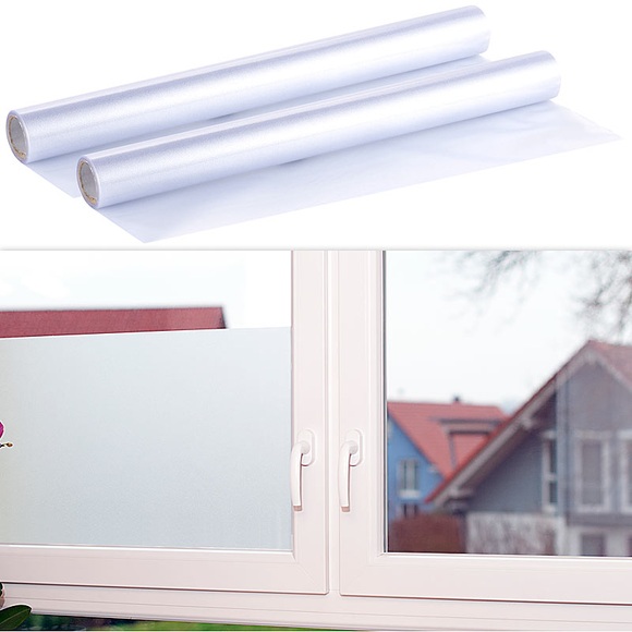 infactory 2er-Set Milchglasfolie, statisch haftende Sichtschutz-Folie, 45x200 cm