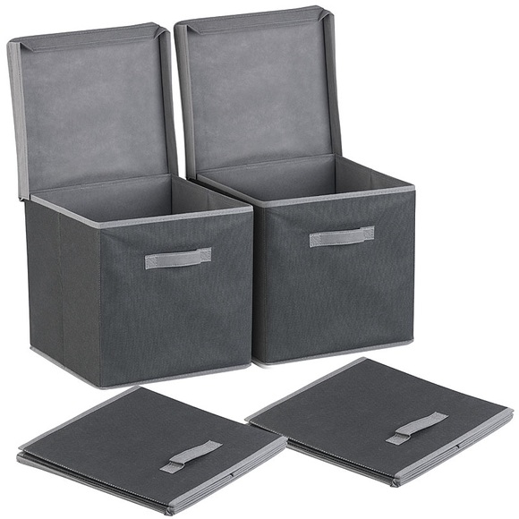 Pearl 2er-Set Aufbewahrungsboxen mit Deckel, faltbar, 31x31x31 cm, schwarz