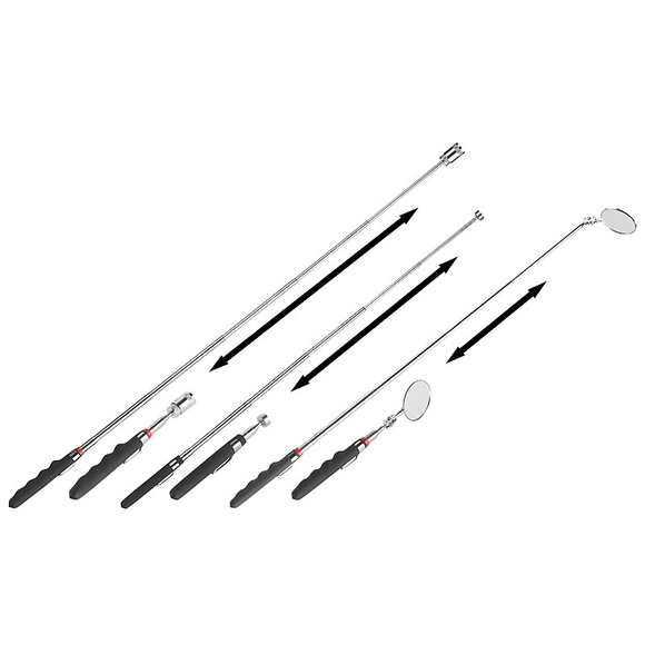 AGT Teleskop-Werkzeug-Set mit Spiegel, Magnet-Heber & LED-Leuchte, 3-tlg.