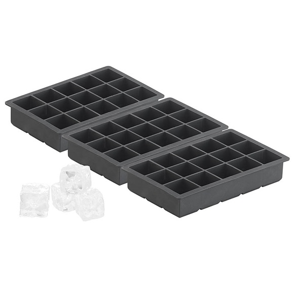 Pearl Silikon-Eiswürfelform für 15 kleine Würfel 3x3x3cm, 3er-Set je 500ml