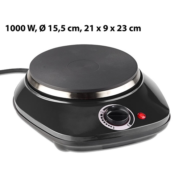 Rosenstein & Söhne Kompakte elektrische Einzel-Kochplatte, 1.000 Watt, 155 mm, stufenlos