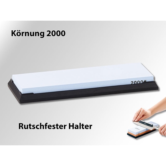 TokioKitchenWare Wasser-Schleifstein für Messer, mit rutschfestem Halter, Körnung 2000