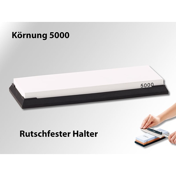TokioKitchenWare Wasser-Schleifstein für Messer, mit rutschfestem Halter, Körnung 5000