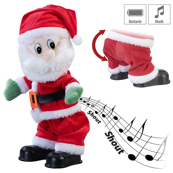 infactory Singender und twerkender Weihnachtsmann, 30 cm