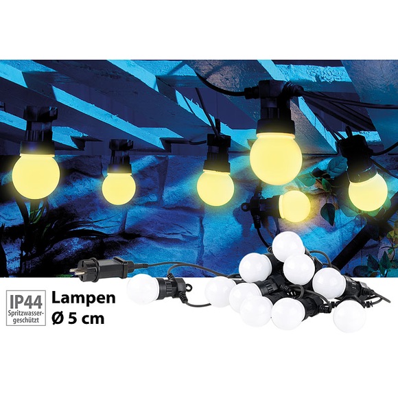 Lunartec Party-LED-Lichterkette m. 10 LED-Birnen, 3 Watt, IP44, warmweiss, 4,5 m