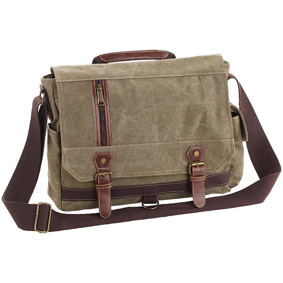 Xcase Geräumige Canvas-Retro-Umhängetasche für Notebooks bis 33 cm/13", oliv