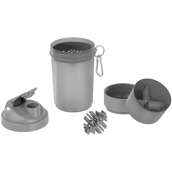 Pearl Fitness-Drink-Shaker mit 2 Pulverkammern & Mischball, 500 ml, BPA-frei