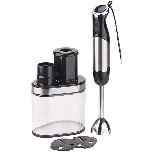 Rosenstein & Söhne Elektrischer 2in1-Stabmixer und Spiralschneider, 400 Watt, Edelstahl