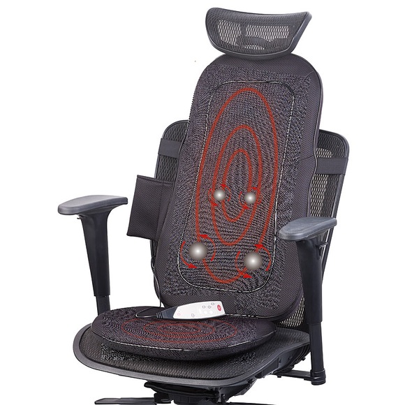 newgen medicals Shiatsu-Sitzauflage für Rückenmassage, mit IR-Tiefenwärme & Vibration