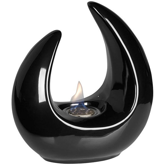 Carlo Milano Design-Deko-Tischfeuer für Bio-Ethanol, Keramikgehäuse, 53 ml, schwarz