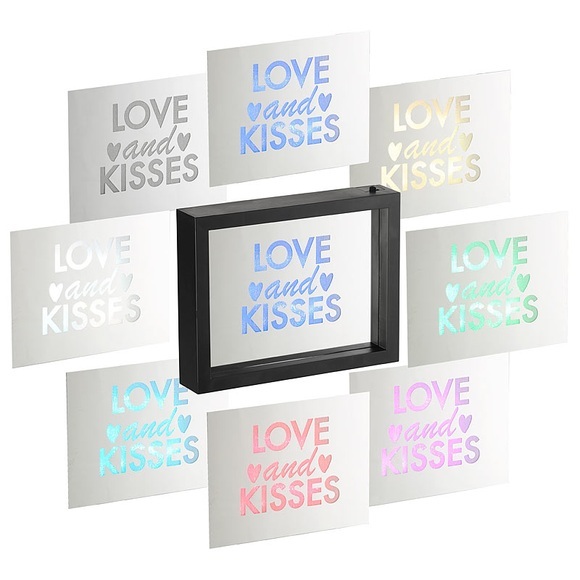 infactory Deko-Spiegel mit Glitzerschrift "Love and Kisses" und LED-Beleuchtung