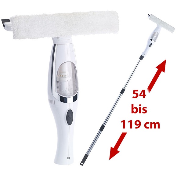 Sichler Haushaltsgeräte Akku-Fenstersauger-Set mit Teleskopstab (bis 119 cm) & Zubehör
