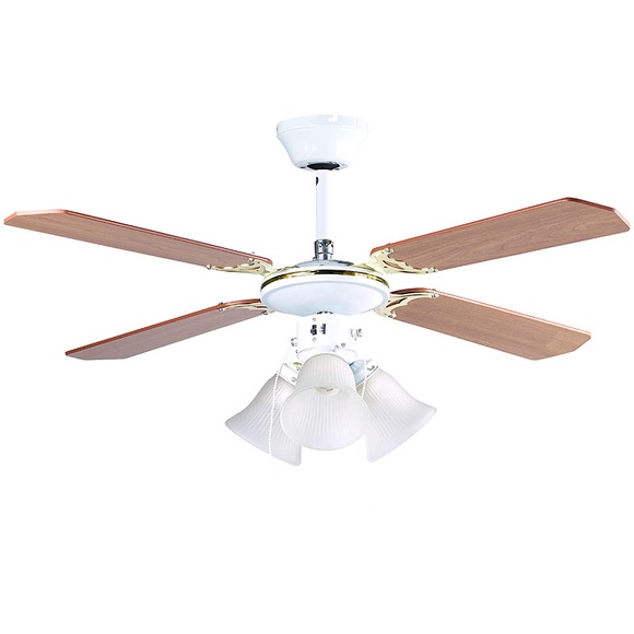 Sichler Haushaltsgeräte Deckenventilator VT-696 mit Holzflügeln und Beleuchtung, Ø 105 cm