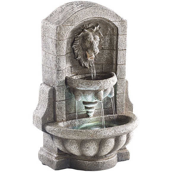 infactory Beleuchteter Zimmerbrunnen "Löwenkopf" mit LED und Pumpe