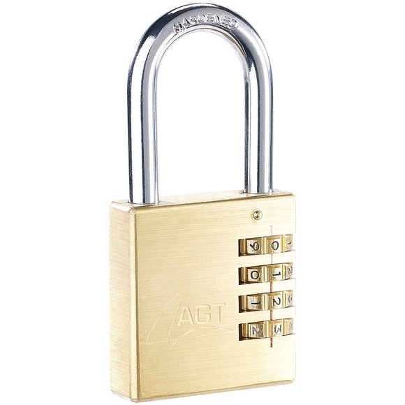 AGT Vorhänge-Schloss aus Messing mit 4-stelligem Zahlen-Code, 50 mm