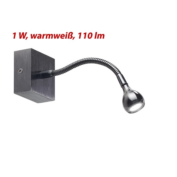 Lunartec LED-Bett- & Lese-Leuchte mit Schwanenhals, Wandmontage, 1 W, warmweiss