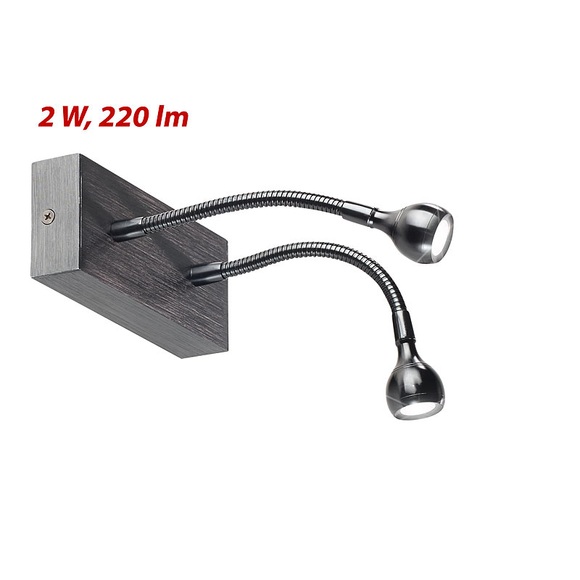 Lunartec LED-Bett- und Lese-Doppel-Leuchte mit Schwanenhals, Wandmontage, 2 W