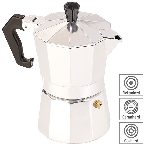 Cucina di Modena Espresso-Kocher für 3 Tassen, für Gas, Elektro-Herd und Ceran-Feld