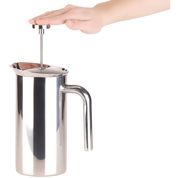 Rosenstein & Söhne Thermo-Kaffeebereiter, French-Press, Edelstahl, doppelwandig, 1 Liter