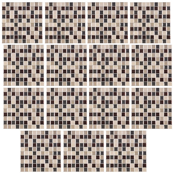 infactory Selbstklebende 3D-Mosaik-Glitzer-Fliesenaufkleber, 26 x 26cm, 15er-Set