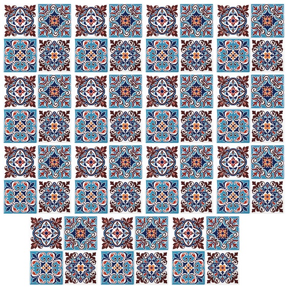 infactory Selbstklebende 3D-Mandala-Fliesenaufkleber, 25,5 x 25,5 cm, 15er-Set